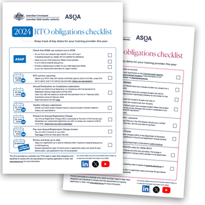 ASQA Checklists